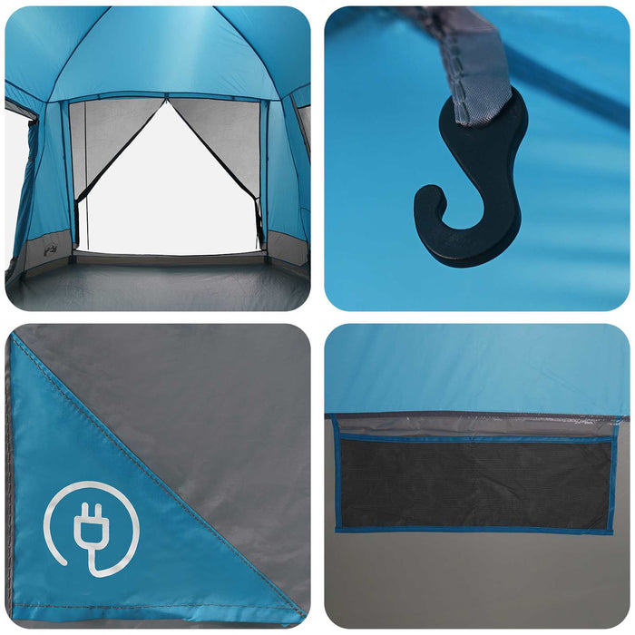 Tent Cabină cu acoperiș albastru 8 persoane Poliester și oțel - WALTI WALTI