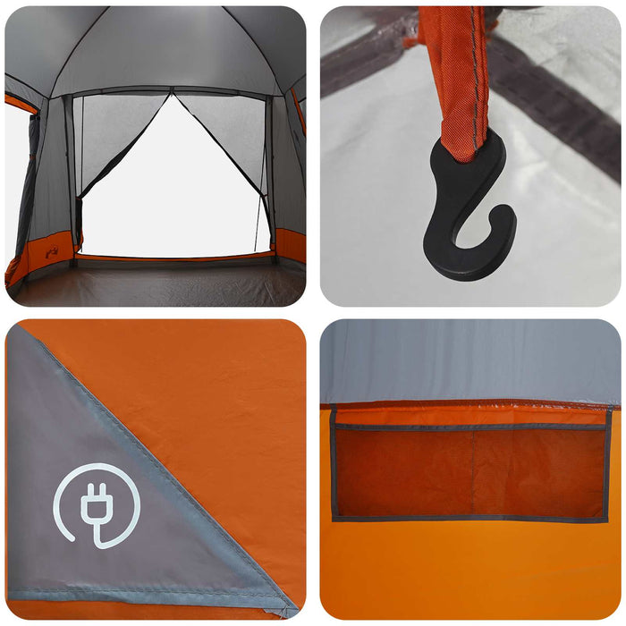 Tent Cabină Gri și Portocalie 8 persoane Poliester și oțel WALTI