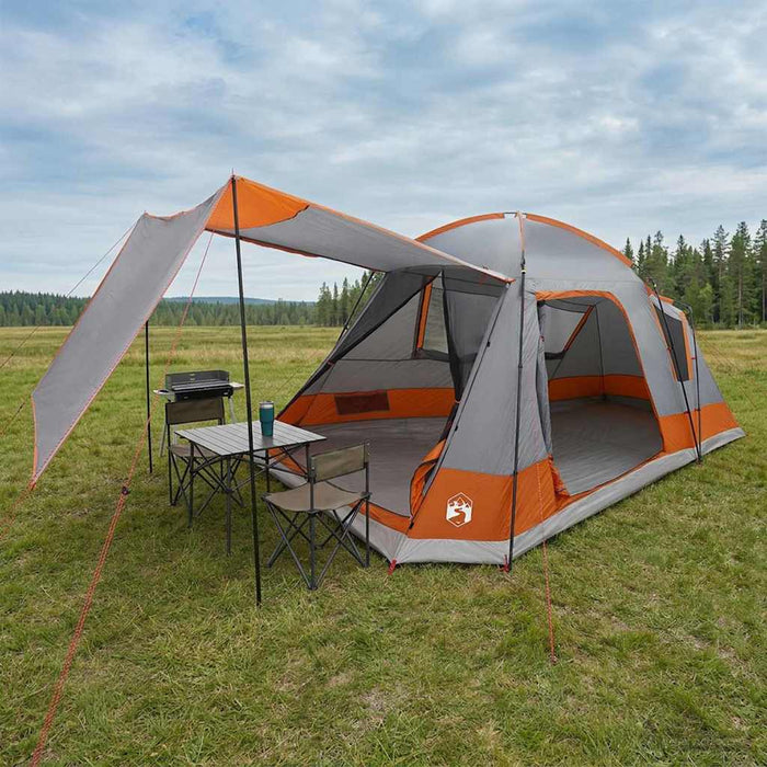 Tent Cabină Gri și Portocalie 8 persoane Poliester și oțel WALTI