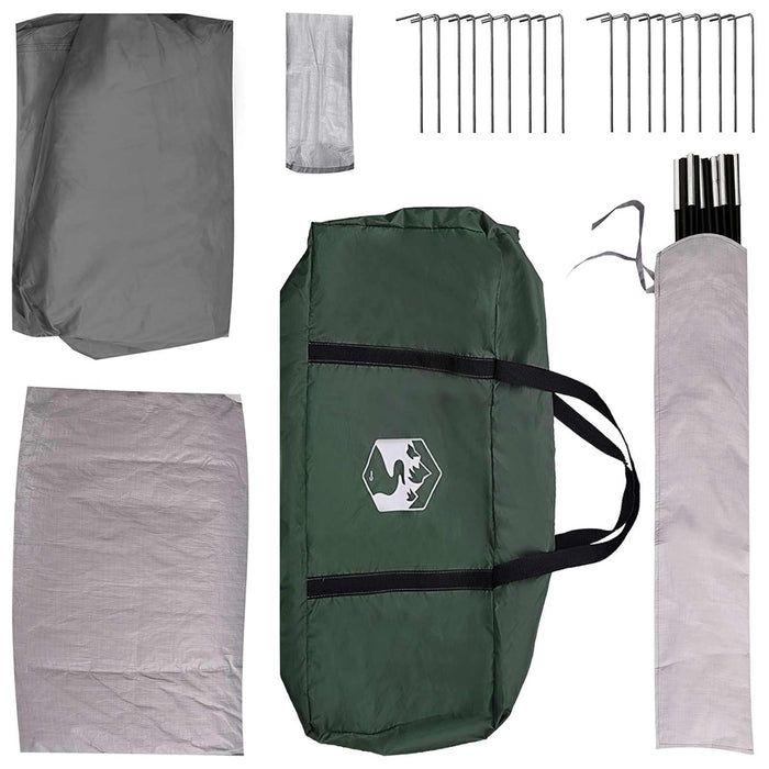 Tent Cabină Verde militar 8 persoane Poliester și oțel WALTI