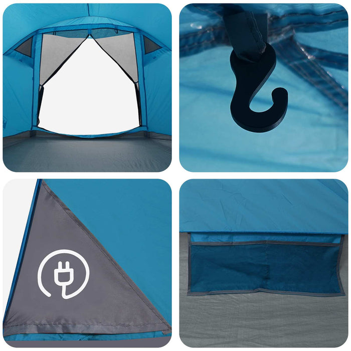Tent Cabină cu acoperiș albastru 4 persoane Poliester și oțel WALTI