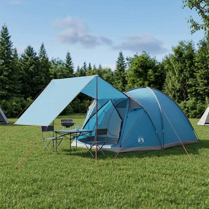 Tent Cabină cu acoperiș albastru 4 persoane Poliester și oțel WALTI