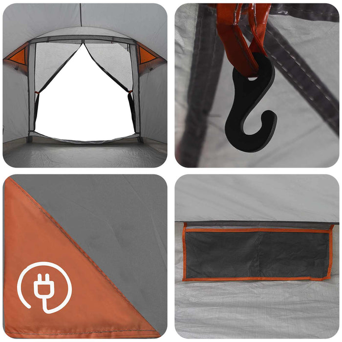 Tent Cabină Gri și Portocalie 4 persoane Poliester și oțel WALTI