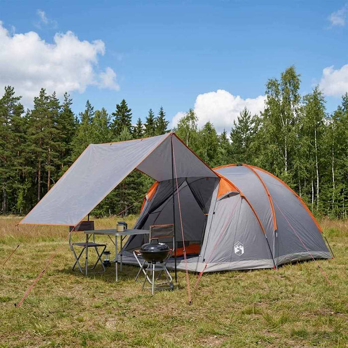 Tent Cabină Gri și Portocalie 4 persoane Poliester și oțel WALTI