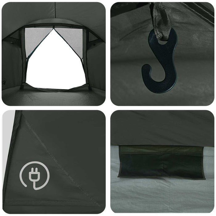 Tent Cabină Verde militar 4 persoane Poliester și oțel WALTI