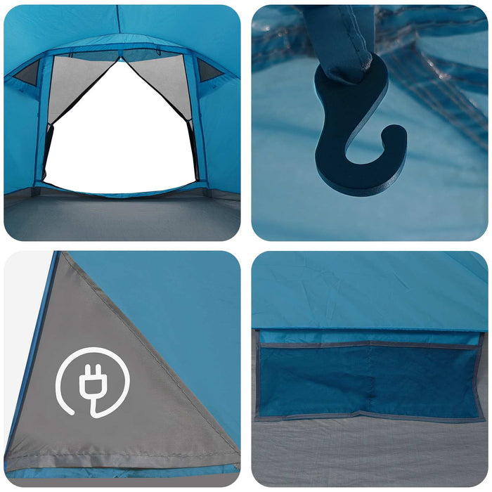 Tent Cabină cu acoperiș albastru 6 persoane Poliester și oțel WALTI