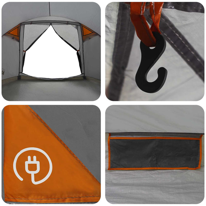 Tent Cabină Gri și Portocalie 6 persoane Poliester și oțel WALTI