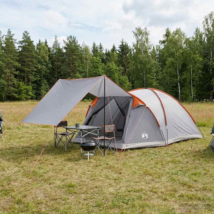 Tent Cabină Gri și Portocalie 6 persoane Poliester și oțel WALTI