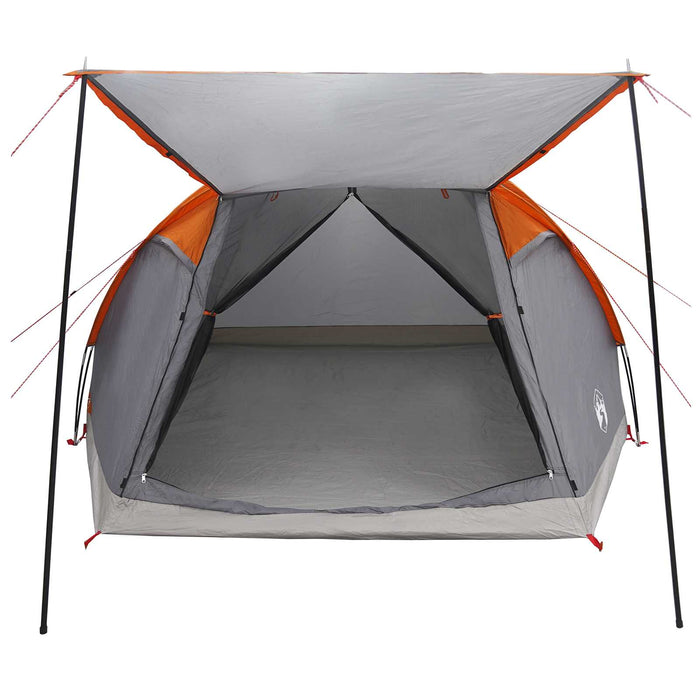 Tent Cabină Gri și Portocalie 6 persoane Poliester și oțel WALTI