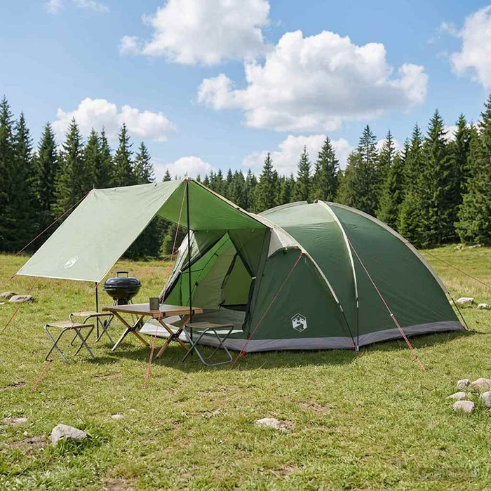 Tent Cabină cu acoperiș Verde 8 persoane Poliester și oțel WALTI