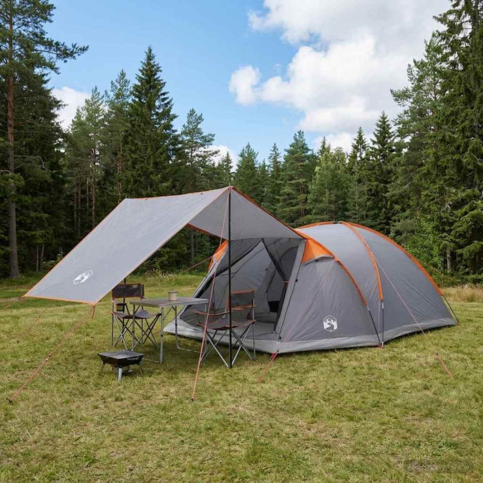 Tent Cabină Gri și Portocalie 8 persoane Poliester și oțel WALTI