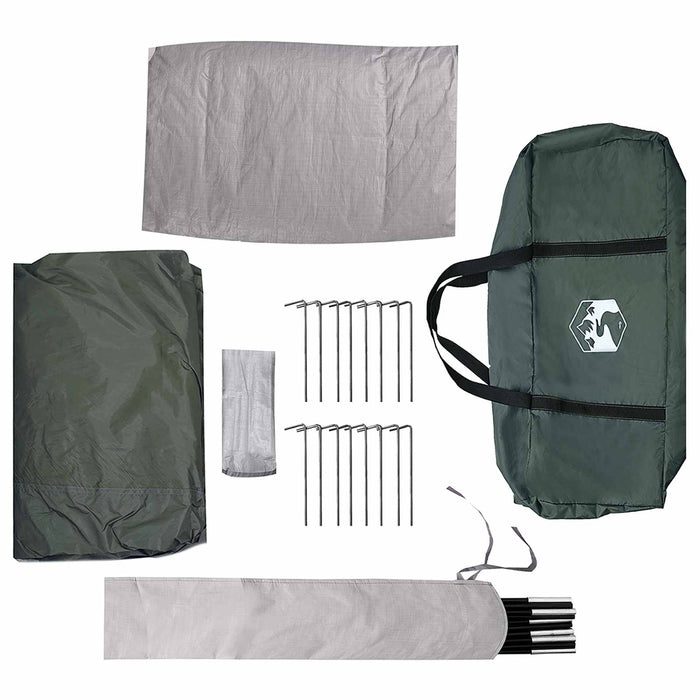 Tent Cabină Verde militar 8 persoane Poliester și oțel WALTI