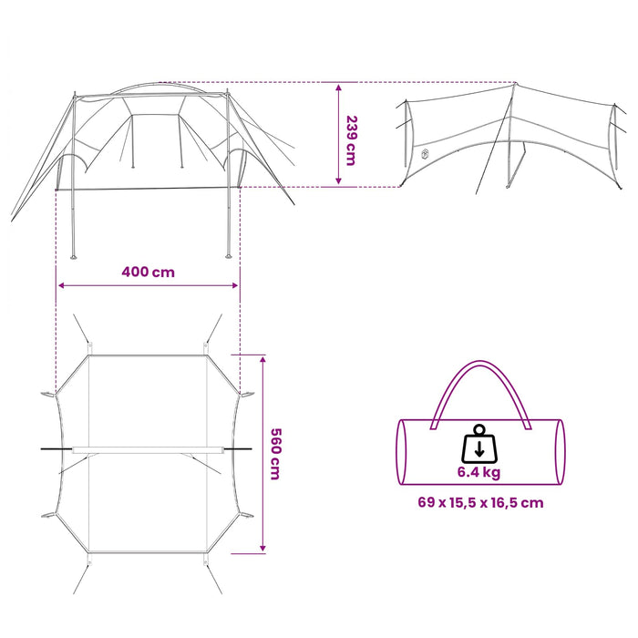 Cort de camping rezistent la apă albastru 550 x 400 x 230 cm WALTI