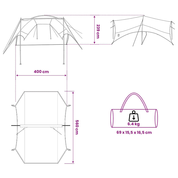 Cort de camping rezistent la apă Verde Army 550 x 400 x 230 cm WALTI