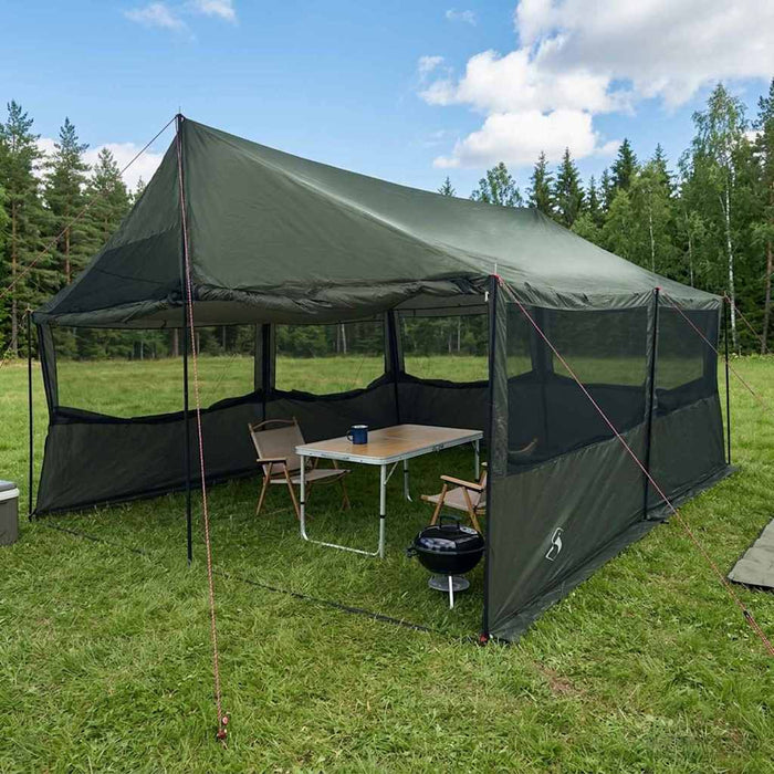 Cort de Familie cu acoperiș Verde militar 450 x 400 x 265 cm WALTI