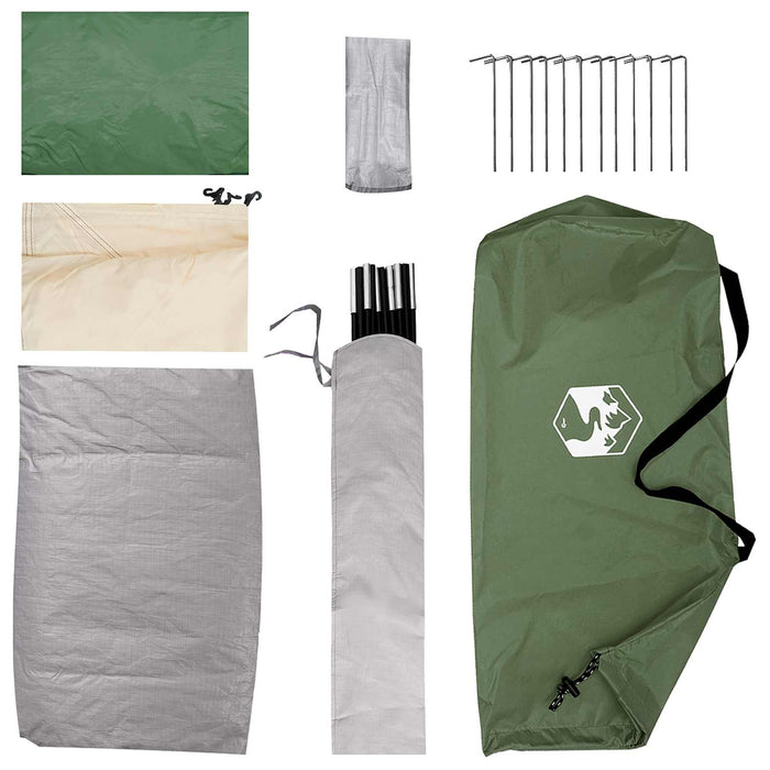 Cort de Camping cu acoperiș Verde 4 persoane Poliester și oțel WALTI