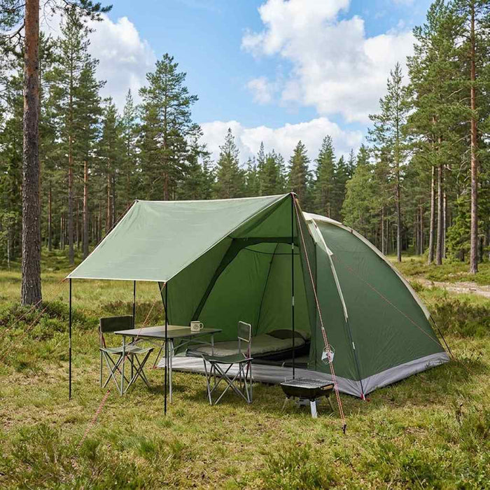 Cort de Camping cu acoperiș Verde 4 persoane Poliester și oțel WALTI