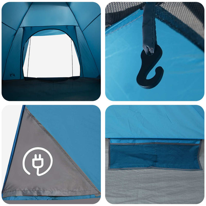 Cort de Camping albastru 4 persoane Poliester și oțel WALTI