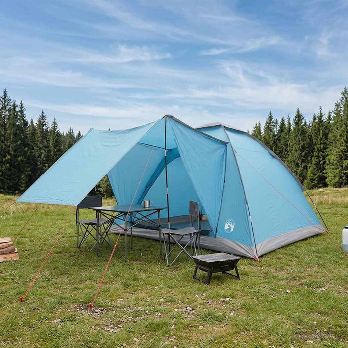 Cort de Camping albastru 4 persoane Poliester și oțel WALTI