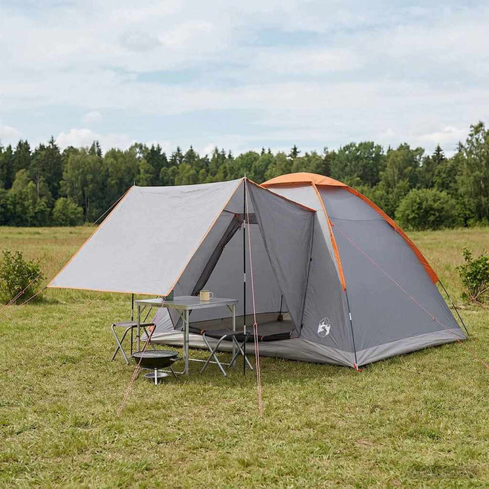 Cort de Camping Gri și Portocalie 4 persoane Poliester și oțel WALTI