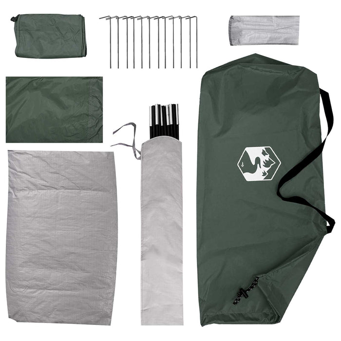Cort de Camping Verde Army 275 x 215 x 125 cm Poliester și oțel WALTI
