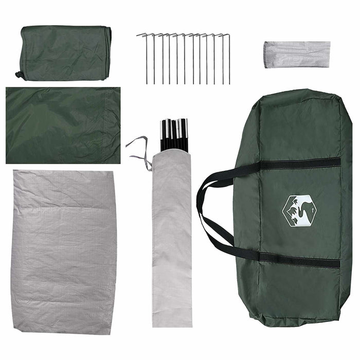 Cort de Camping Verde Army 335 x 275 x 180 cm Poliester și oțel WALTI
