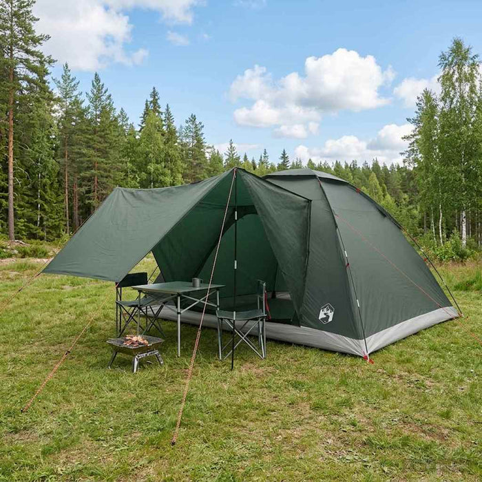 Cort de Camping Verde Army 335 x 275 x 180 cm Poliester și oțel WALTI