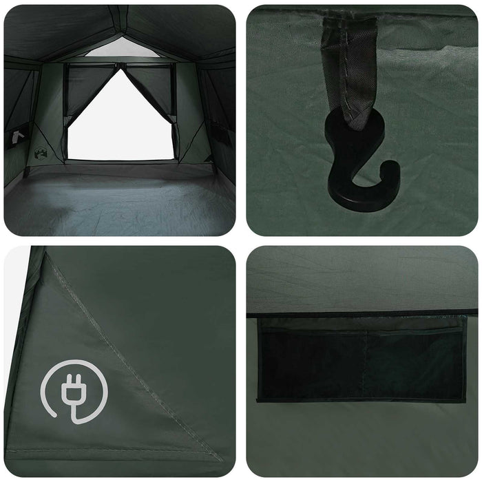 Cort tunel Verde militar 10 persoane Poliester și oțel WALTI
