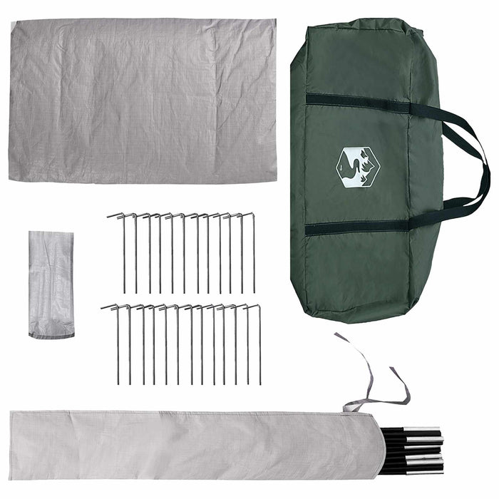 Cort Tipi Verde Army 700 x 700 x 395 cm Poliester și oțel WALTI