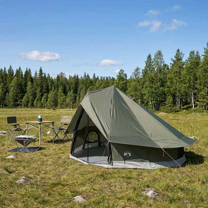 Cort Tipi Verde Army 700 x 700 x 395 cm Poliester și oțel WALTI