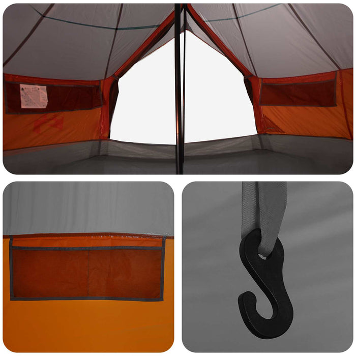 Cort Tipi cu acoperiș Gri și Portocalie 800 x 800 x 430 cm WALTI
