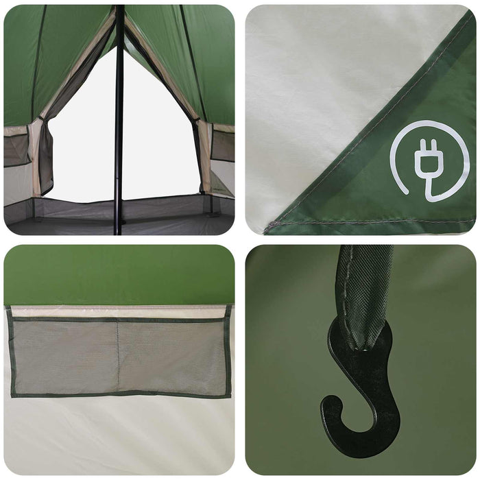 Cort Tipi cu acoperiș Verde 250 x 250 cm Poliester și oțel - WALTI WALTI