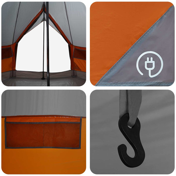 Cort Tipi Gri și Portocalie 250 x 250 cm Poliester și oțel WALTI