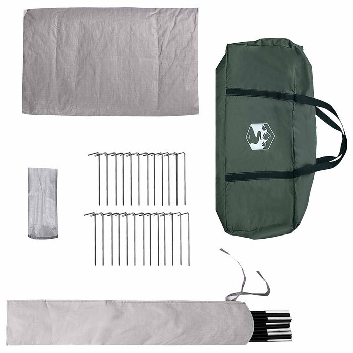 Cort Tipi cu acoperiș Verde Army 250 x 250 cm Poliester și oțel WALTI