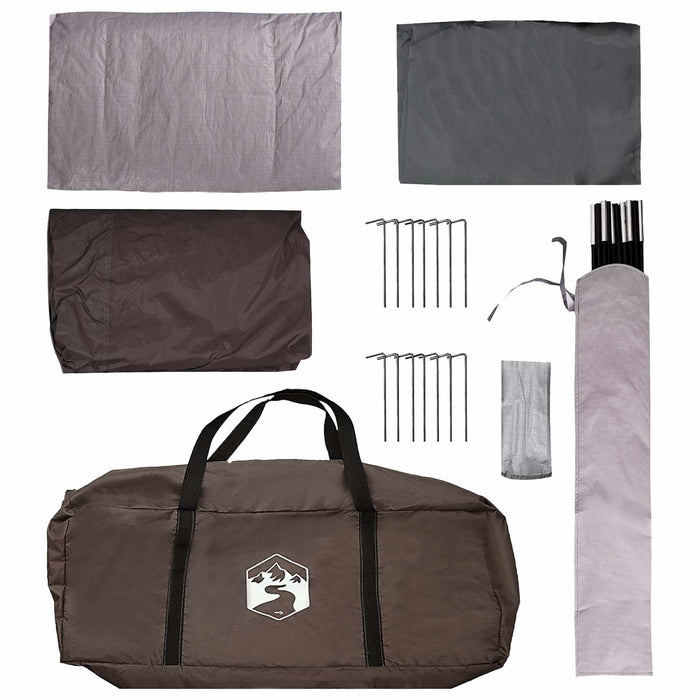 Cort de Familie Culoare Maro Gri 320 x 210 x 180 cm Poliester WALTI