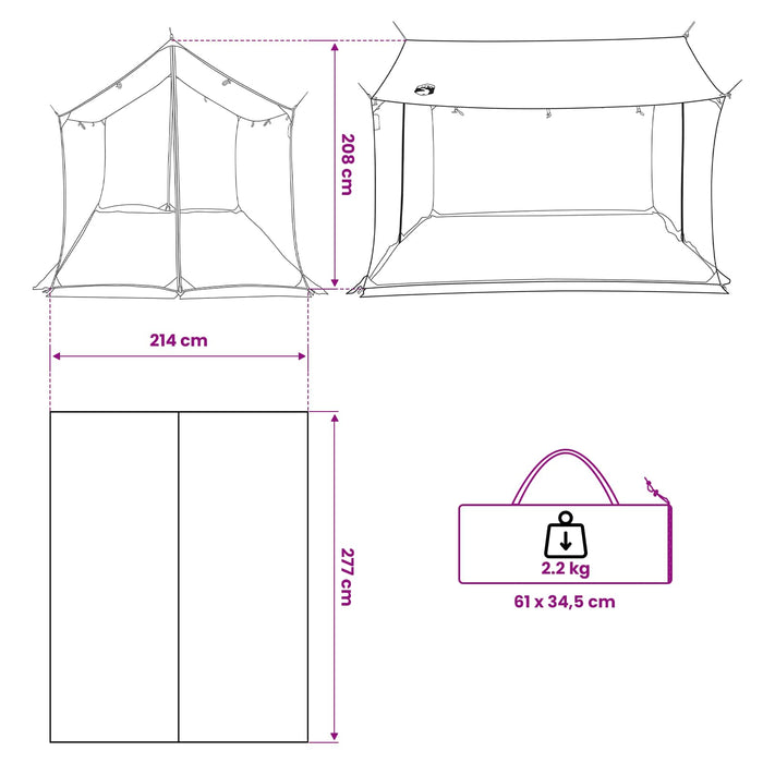 Cort de camping cu pereți din plasă Culoare Maro Gri WALTI