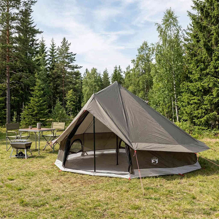Cort Tipi Culoare Maro Gri 700 x 700 x 395 cm Poliester și oțel WALTI