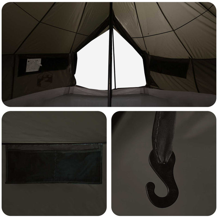 Cort Tipi Culoare Maro Gri 800 x 800 x 430 cm Poliester și oțel WALTI
