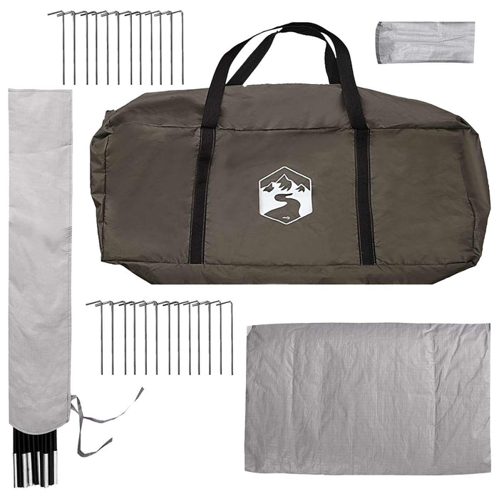 Cort Tipi Culoare Maro Gri 250 x 250 cm Poliester și oțel WALTI
