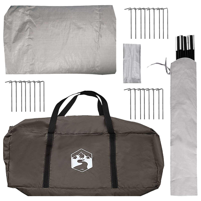 Cort Tipi Culoare Maro Gri 300 x 300 x 200 cm Poliester și oțel WALTI