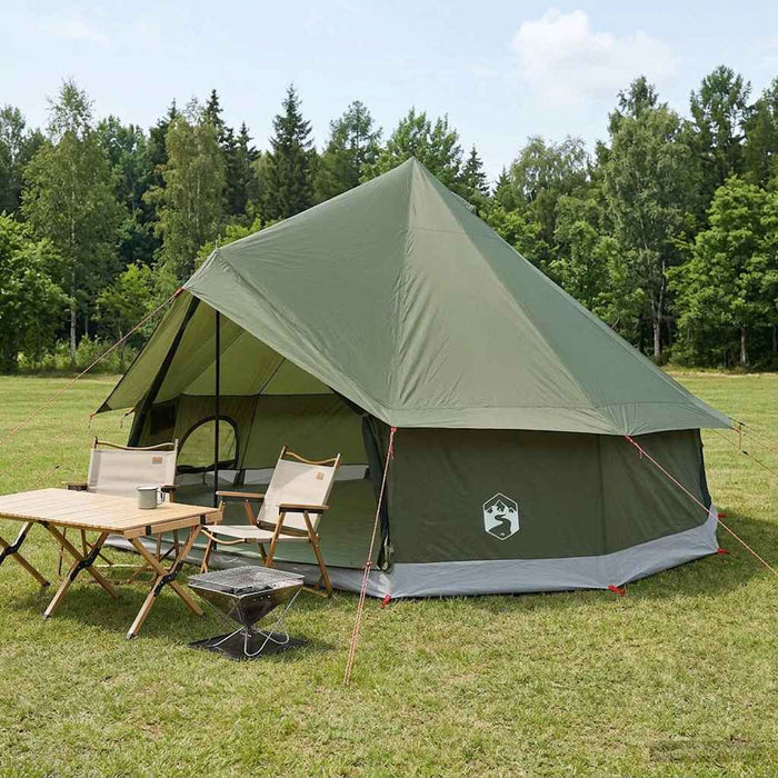 Cort Tipi Verde măsliniu 400 x 400 x 250 cm Poliester și oțel WALTI