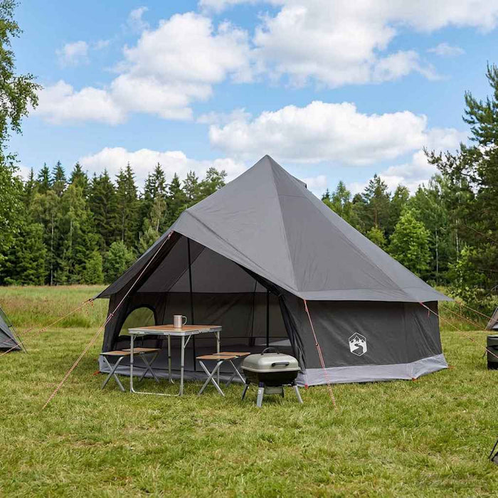Cort Tipi Culoare Maro Gri 600 x 600 x 350 cm Poliester și oțel WALTI