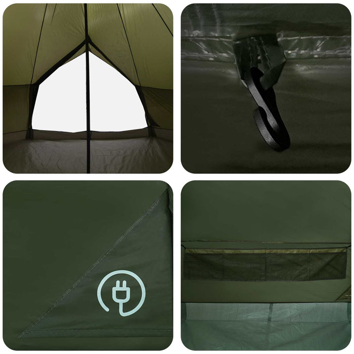 Cort Tipi Verde măsliniu 500 x 500 x 300 cm Poliester și oțel WALTI