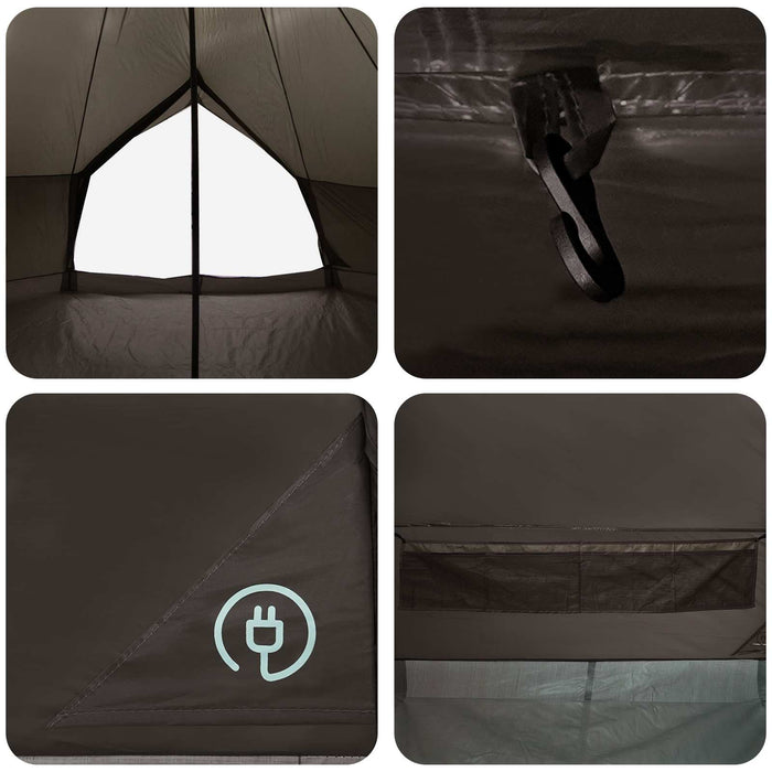 Cort Tipi Culoare Maro Gri 500 x 500 x 300 cm Poliester și oțel WALTI