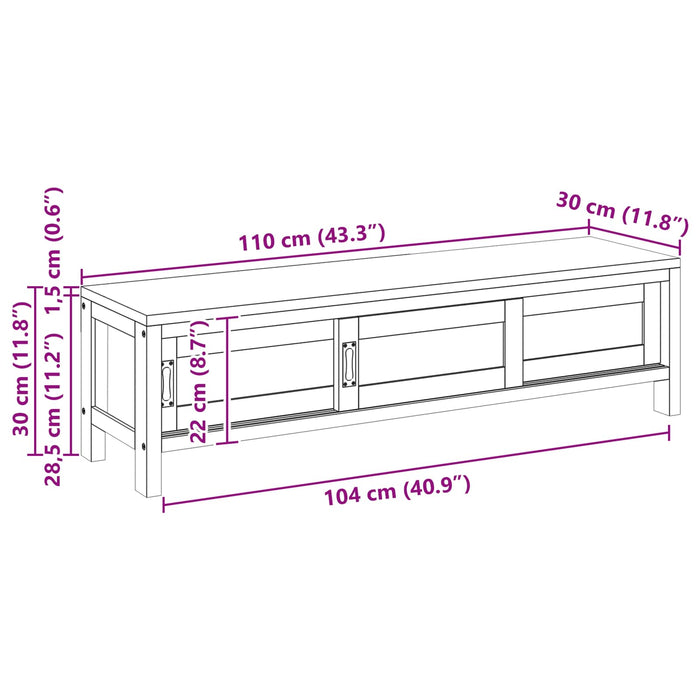 Cabinet TV 110 x 30 x 30 cm Lemn solid de tec natural WALTI