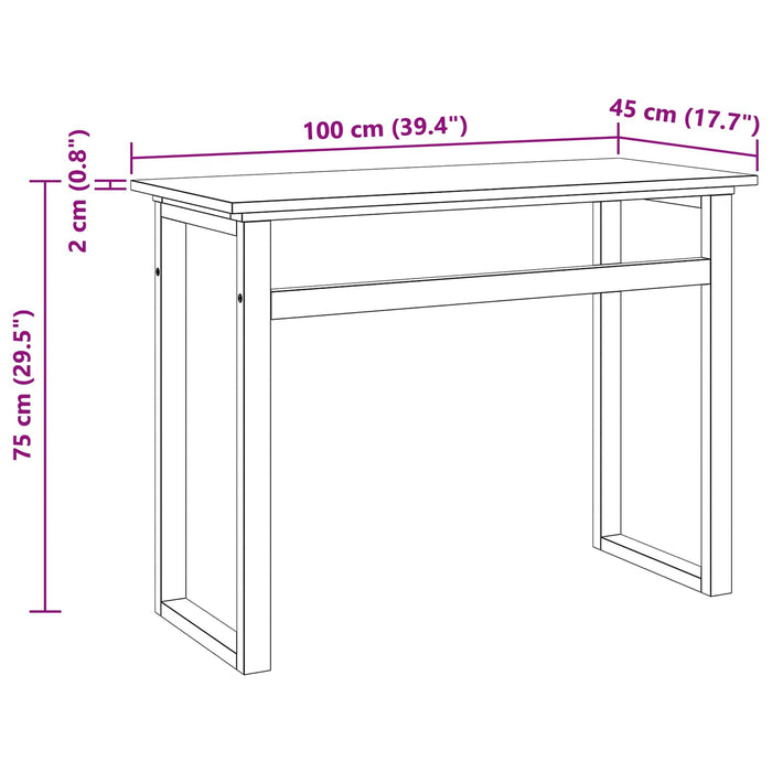 Birou natural Lemn solid de tec 100 x 45 x 75cm WALTI