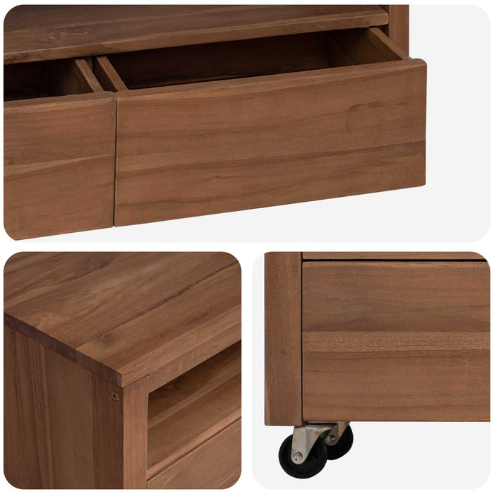 Cabinet TV 110 x 30 x 40 cm natural Lemn solid de tec WALTI