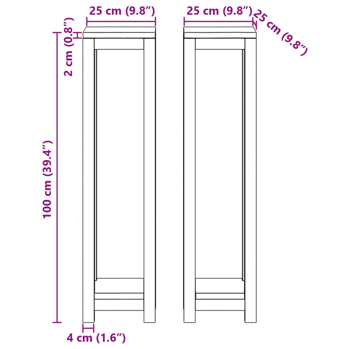 Suport pentru plante 2 buc. natural 25 x 25 x 100 cm WALTI