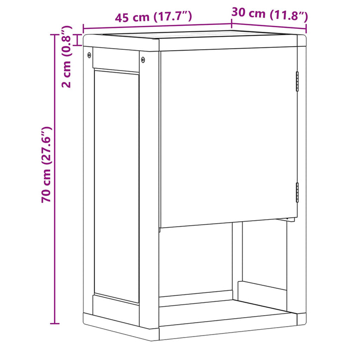 Dulap lateral pentru baie natural 45 x 30 x 70 cm - WALTI WALTI