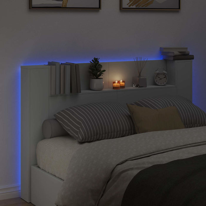 Cadran cu LED cu raft Alb 160 x 16,5 x 103,5 cm Lemn compozit - WALTI WALTI